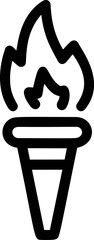 Poster - Black vector icon of a torch with flames in bold outline. Vector illustration