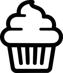 Poster - Simple cupcake icon with black outline. Vector illustration