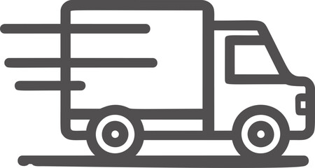 Poster - Delivery truck icon with motion lines in simple black and white design. Vector illustration