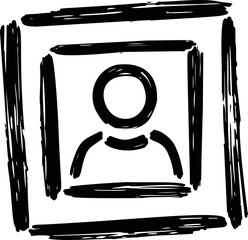 Aufkleber - Abstract black brushstroke frame with person icon on white. Vector illustration