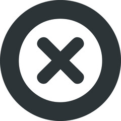 Poster - Black circle with a white cross symbol on a light gray background, bold design. Vector illustration