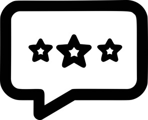 Poster - Black and white speech bubble with three stars inside, abstract rating concept. Vector illustration