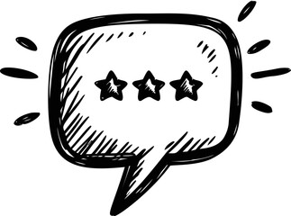 Poster - Hand-drawn speech bubble with three star symbols and decorative lines. Vector illustration