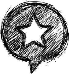 Poster - Hand-drawn star in a speech bubble sketch, abstract doodle art concept. Vector illustration