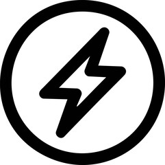 Aufkleber - Black lightning bolt icon inside a circular border. Vector illustration