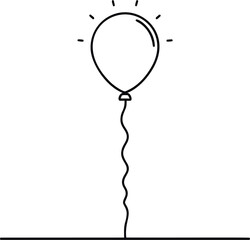 Aufkleber - Black and white outline of a balloon with rays on a plain background. Vector illustration