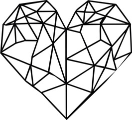 Aufkleber - Abstract black geometric heart design with angular lines. Vector illustration