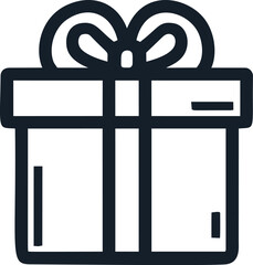 Poster - Outline of a wrapped gift box with ribbon in monochromatic black and white. Vector illustration