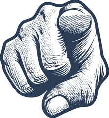 Poster - Vintage illustration of a pointing hand with intricate details, monochrome style. Vector illustration