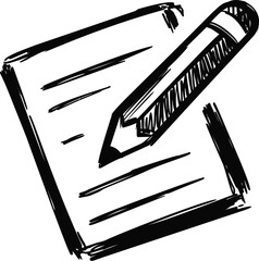 Poster - Black and white sketch of a pencil drawing on a lined notepad, art illustration. Vector illustration