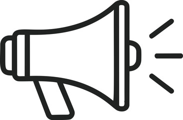 Aufkleber - Black and white outline of a megaphone icon with sound waves concept. Vector illustration