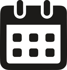 Poster - Black and white calendar icon with six squares, flat. Vector illustration