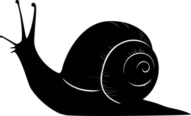 Aufkleber - Silhouette of a snail with detailed shell in black and white illustration. Vector illustration