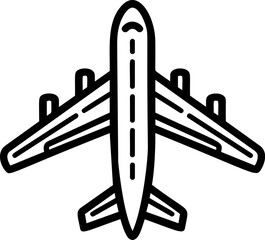 Aufkleber - Black and white airplane icon with dashed lines illustration. Vector illustration