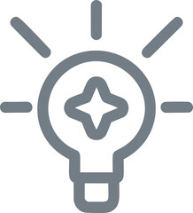Poster - Grey light bulb icon with star inside and radiating lines digital concept. Vector illustration