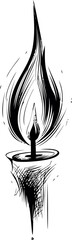 Aufkleber - Stylized black and white illustration of a candle with an artistic flame. Vector illustration