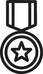 Poster - Black and white star medal icon symbolizing achievement. Vector illustration