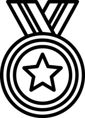 Poster - Black and white star medal icon representing achievement and excellence. Vector illustration
