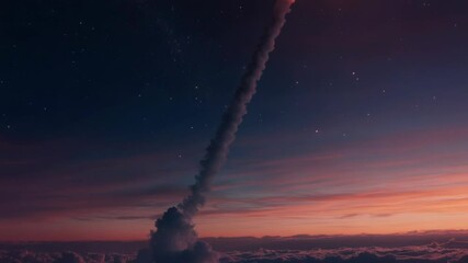 Poster - A plane soaring through the clouds with a stream of smoke following behind, perfect for aviation or adventure themes