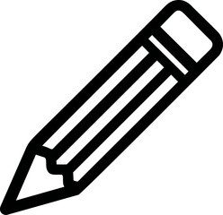 Poster - Black and white outline of a pencil icon with eraser end. Vector illustration