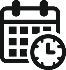 Poster - Calendar icon with clock representing time management and scheduling. Vector illustration