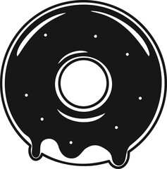 Poster - Black and white illustration of a donut with icing in a minimalist style. Vector illustration