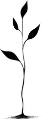 Poster - Silhouette of a graceful plant with leaves against a illustration. Vector illustration