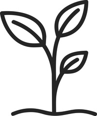 Poster - Simple black and white line art of a sprouting plant. Vector illustration