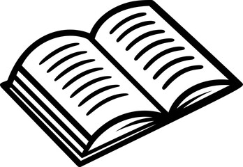 Poster - Simple black and white illustration of an open book with blank pages. Vector illustration