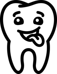 Poster - Happy cartoon tooth with a playful expression and tongue sticking out. Vector illustration