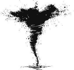 Aufkleber - Black ink tornado shape symbolizing chaos and energy. Vector illustration