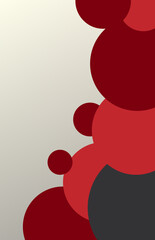 Wall Mural - Flat minimal grey color red circles background