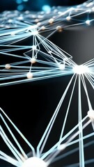 Poster - Futuristic network connection structure with glowing nodes, blue light effects, and a dark background, conveying technology and connectivity themes.