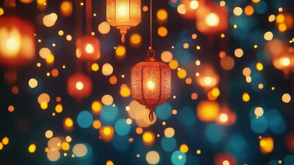 Poster - Decorative string lights suspended from the ceiling, ideal for event or party decoration