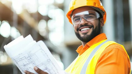Poster - A person wearing personal protective equipment on a construction site