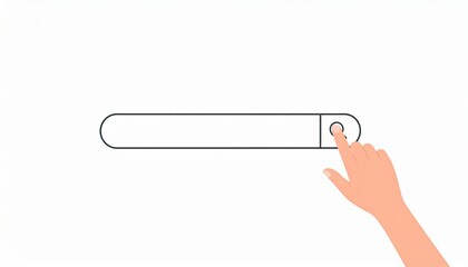 Poster - Hand pressing a circular button on a minimalistic search bar, representing digital interaction and technology in a modern interface