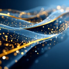 Leinwandbilder - Abstract Flow: A Captivating Dance of Golden Light and Blue Hues in a Dreamy Visual Symphony