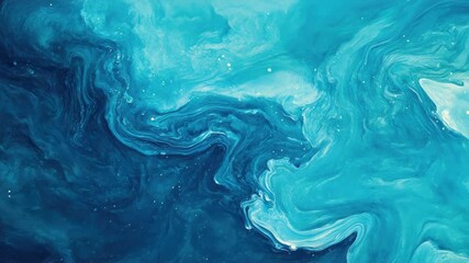 Poster - A close-up of a painting depicting a serene body of water, ideal for use in editorial or commercial contexts