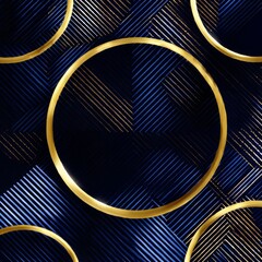 Leinwandbilder - Abstract Golden Rings on Dynamic Striped Background, an Elegant Interplay of Luxury and Modern Design.