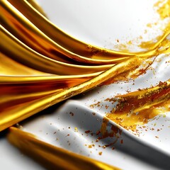Leinwandbilder - Abstract Gold Wave on White Background: Elegant Luxury Art for Wall Decor and Creative Projects.