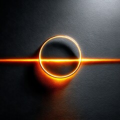 Aufkleber - Glowing Circle and Line on Textured Dark Background - Abstract Futuristic Design