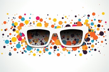 Poster - Stylish sunglasses with grunge texture on a dotted background     vector illustration design