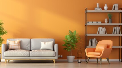Poster - Stylish light orange background for contemporary interiors emphasizing minimalist design aesthetic
