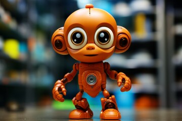 Poster - Minimalist robotic cheburashka against a clean background  a modern take on a classic character