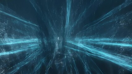 Poster - Abstract Digital Tunnel Teal Light Trails