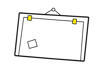 Poster - Blank hanging frame with yellow sticky notes simple illustration