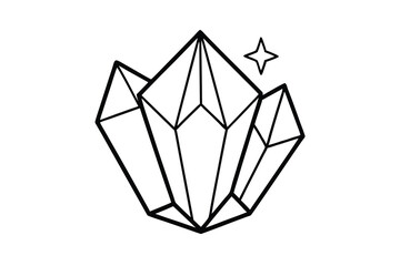 Poster - Geometric crystal cluster line art minimalist design