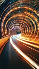 Aufkleber - Light trails creating intricate circular patterns, glowing circular motion. Vertical