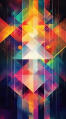 Poster - Abstract geometric patterns slowly transforming with light, evolving shapes. Vertical