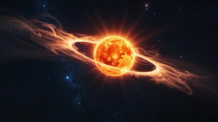Wall Mural - universe illuminated by solar eclipse and sun light